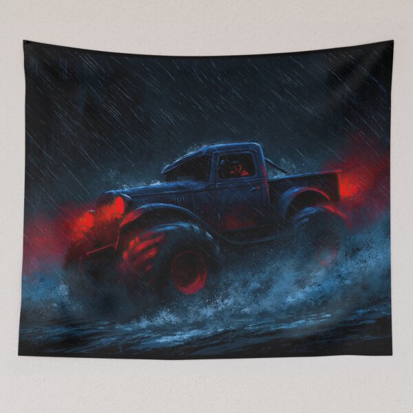 Item preview, Blue Truck with Red Tail Lights in Rain designed and sold by Piotrek0001.