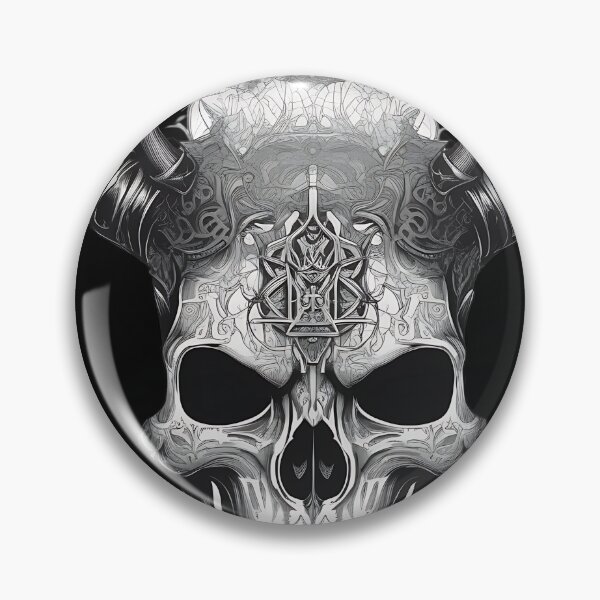 Item preview, Gothic Horned Demon Skull Engraving designed and sold by DarkOriginArts.