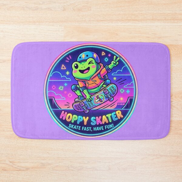 Item preview, Neon Skateboard Frog Doing Tricks – Cool Cartoon Frog Street Aesthetic designed and sold by ArtsyExplorer.