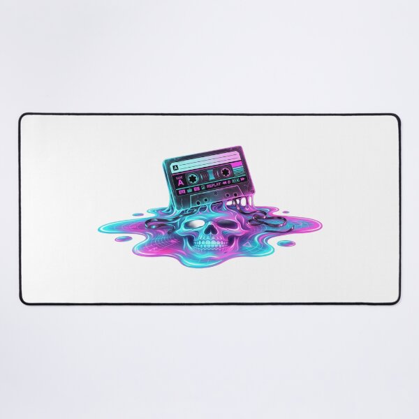 Item preview, Retro Neon Cassette Tape Melting Skull Art designed and sold by JeevanStickers.