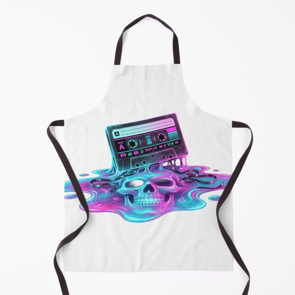 Item preview, Retro Neon Cassette Tape Melting Skull Art designed and sold by JeevanStickers.