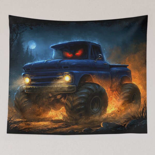 Item preview, Blue Truck with Red Eyes in Fire Light designed and sold by Piotrek0001.