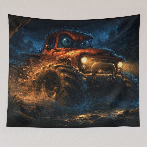 Item preview, Orange Truck Covered in Mud at Night designed and sold by Piotrek0001.