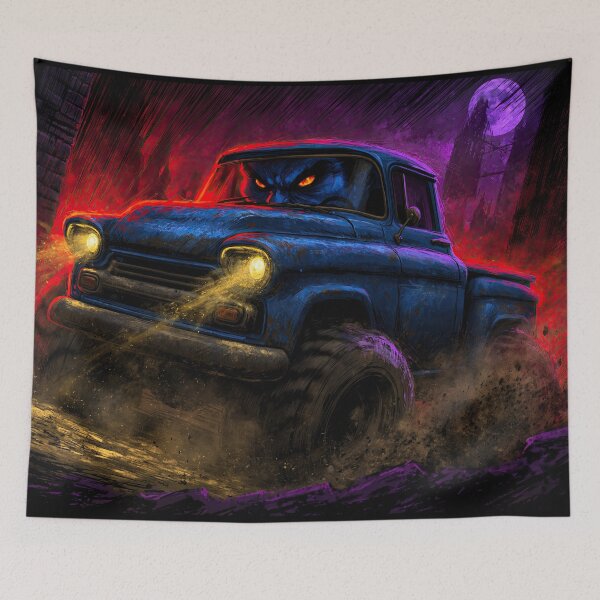 Item preview, Blue Truck Speeding with Purple Neon Light designed and sold by Piotrek0001.