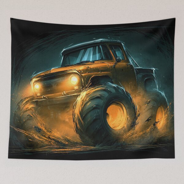 Item preview, Yellow Truck in Golden Dust Cloud at Night designed and sold by Piotrek0001.
