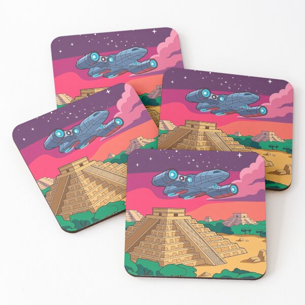 Item preview, Spaceship Over Ancient Pyramids – Futuristic Sci‑Fi Fantasy Design designed and sold by Dogandesighn.