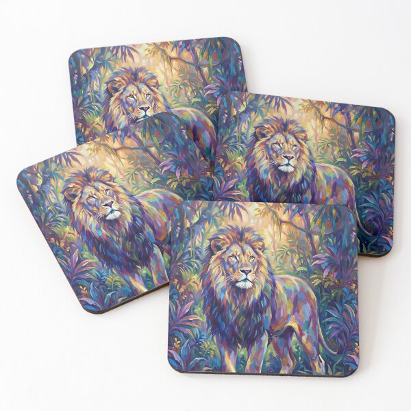Item preview, Vibrant Majestic Lion - Colorful Jungle Wildlife Art  Tags designed and sold by SubhAksara.