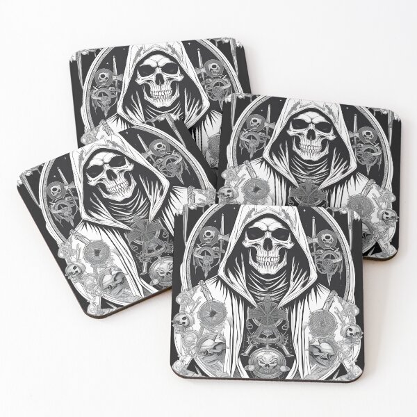 Item preview, Gothic Grim Reaper Hooded Skull Engraving designed and sold by DarkOriginArts.