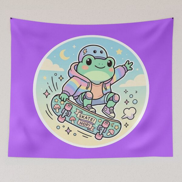 Item preview,  Skateboard Frog Doing Tricks – Cool Cartoon Frog Street Aesthetic Pastel designed and sold by ArtsyExplorer.