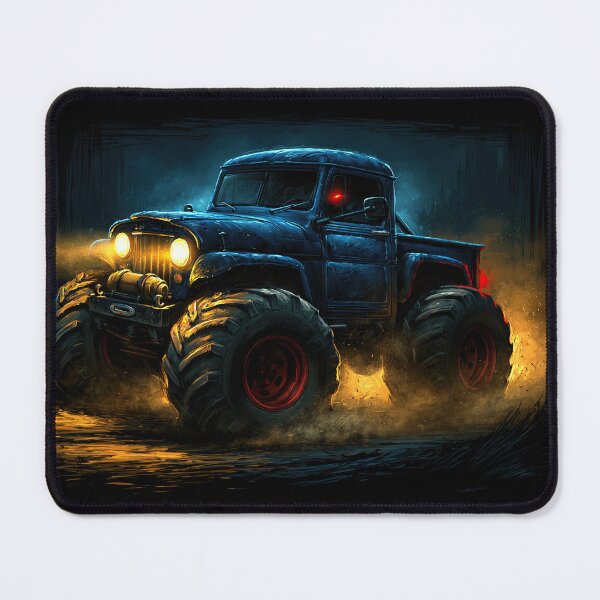 Item preview, Dark Monster Truck with Glowing Yellow Lights and Red Eyes designed and sold by Piotrek0001.