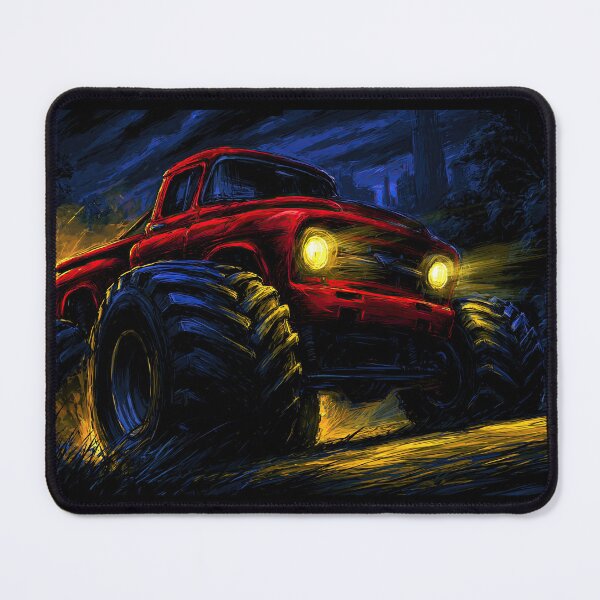 Item preview, Red 4x4 Truck with Bright Headlights in Deep Blue Night designed and sold by Piotrek0001.