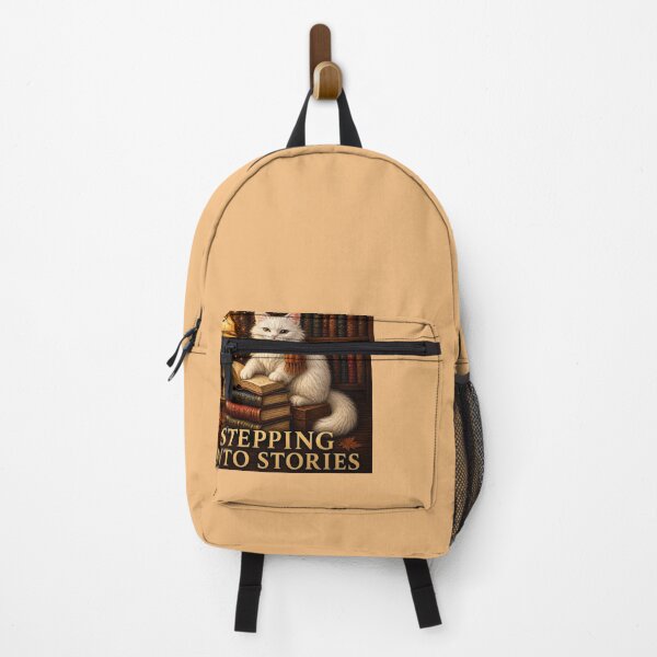 Item preview, Stepping Into Stories – White Cat Cozy Library Art designed and sold by Novel Works Studio.