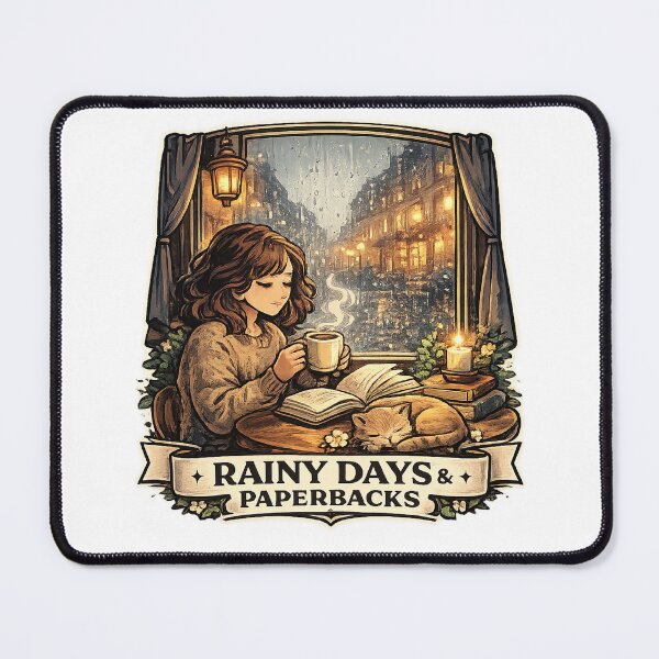 Item preview, Rainy Days And Paperbacks Cozy Book Lover T-Shirt designed and sold by NeonVoid Studio.
