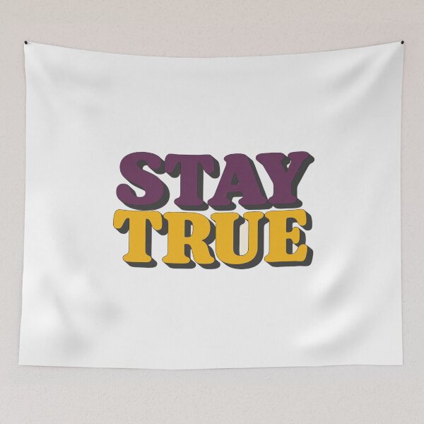Item preview, Stay True Retro Typography | Bold Motivational Quote in Purple & Gold 3D Style designed and sold by Bright Nest Studio.
