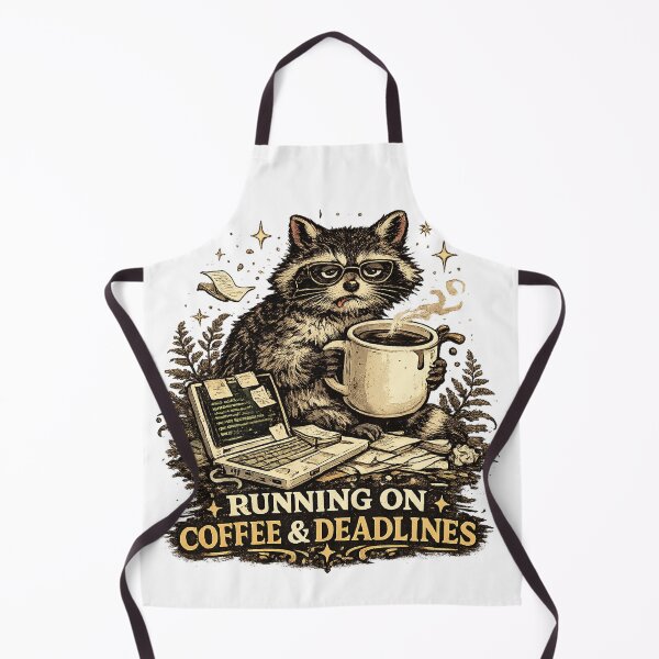 Item preview, Running On Coffee And Deadlines Raccoon T-Shirt designed and sold by NeonVoid Studio.