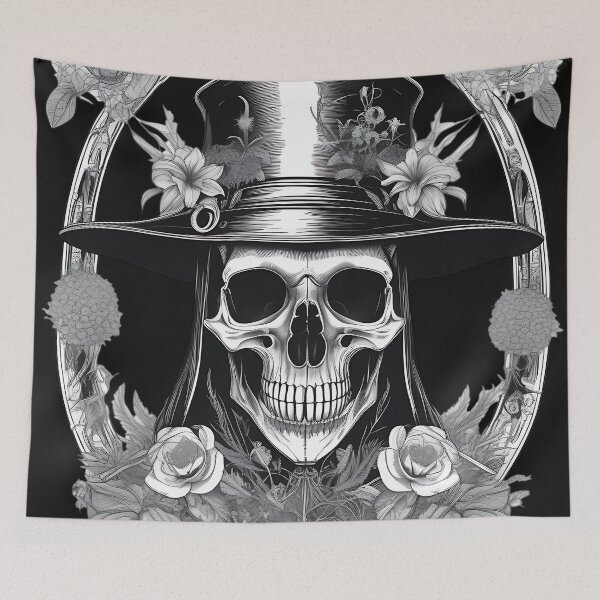 Item preview, Victorian Gothic Top Hat Skull Engraving designed and sold by DarkOriginArts.