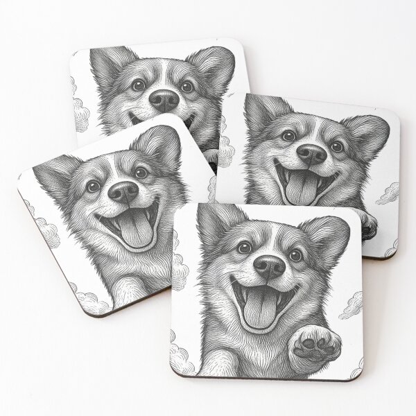 Item preview, Cute Flying Corgi Dog Vintage Line Art Design designed and sold by SoftPeepCo.
