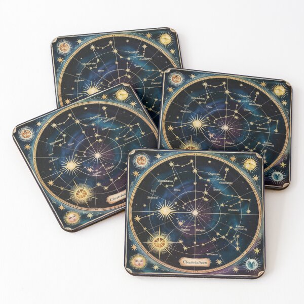 Item preview, Celestial Star Map Round Vintage Astronomy Gold Art designed and sold by CalmCapy Co.