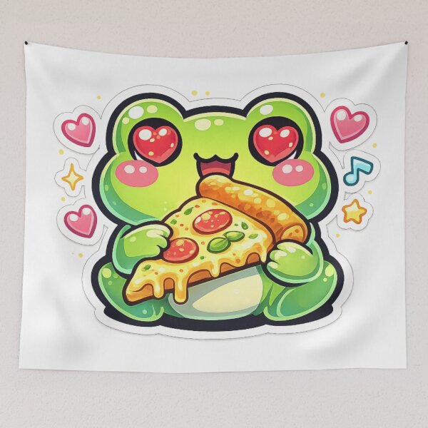 Item preview, Pizza Lover Frog – Cute Heart Eyes Cartoon Frog Aesthetic designed and sold by ArtsyExplorer.