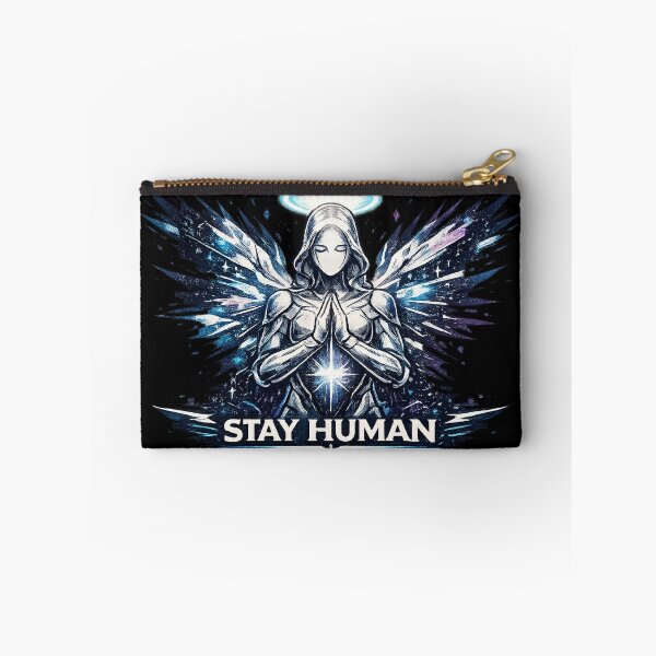 Item preview, Stay Human Cyber Angel Glitch T-Shirt designed and sold by NeonVoid Studio.