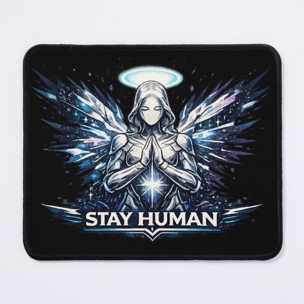 Item preview, Stay Human Cyber Angel Glitch T-Shirt designed and sold by NeonVoid Studio.