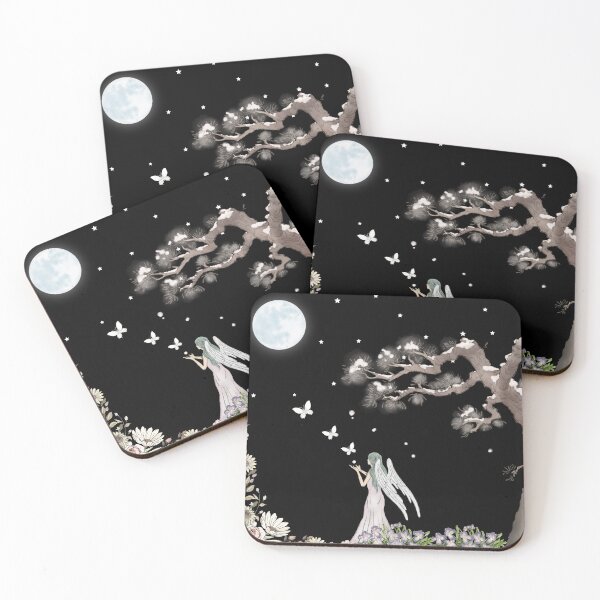 Item preview, Moonlit Angel Garden Fantasy Watercolor Art designed and sold by ruchikadesigns.