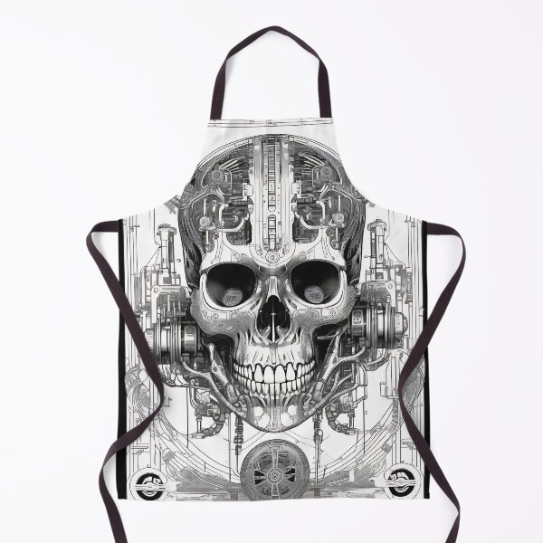 Item preview, Biomechanical Cyberpunk Mech Skull Engraving designed and sold by DarkOriginArts.