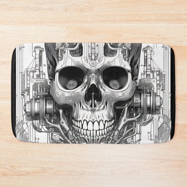 Item preview, Biomechanical Cyberpunk Mech Skull Engraving designed and sold by DarkOriginArts.