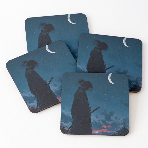 Item preview, Lonely Samurai Under the Moon – Dark Aesthetic Japanese Night Poster designed and sold by saamessart.