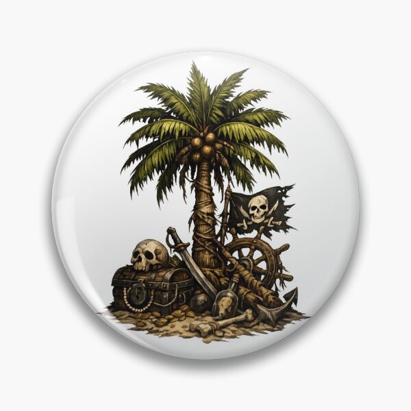 Item preview, Pirate Palm Tree Vintage Treasure Island designed and sold by ExoticWave.