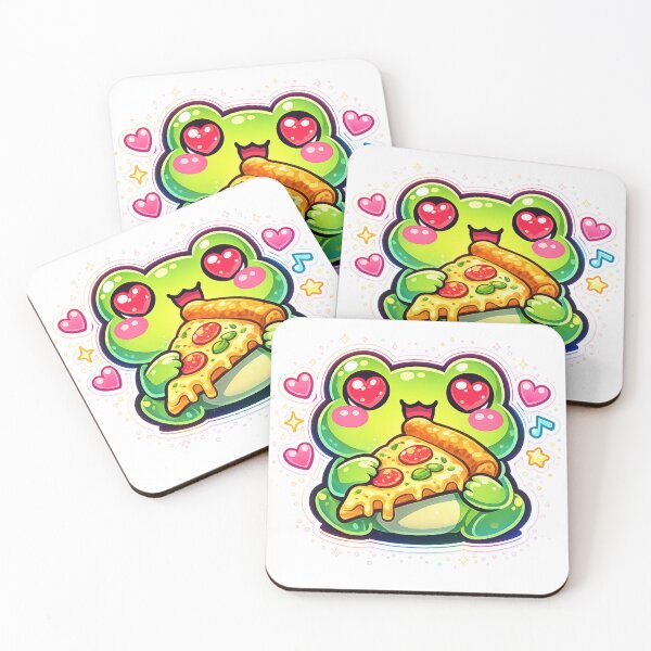 Item preview,  Pizza Lover Frog – Cute Heart Eyes Cartoon Frog Aesthetic Neon designed and sold by ArtsyExplorer.