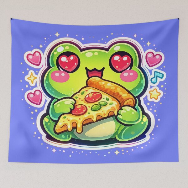Item preview,  Pizza Lover Frog – Cute Heart Eyes Cartoon Frog Aesthetic Neon designed and sold by ArtsyExplorer.