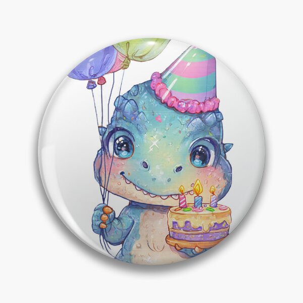 Item preview, Cute Blue Three Rex Birthday Dinosaur with Cake and Balloons designed and sold by Tronstell.