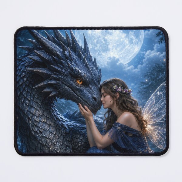 Item preview, Moon Dragon and Fairy Fantasy Art | Enchanted Night Dragon Wall Art designed and sold by DrakariArt.
