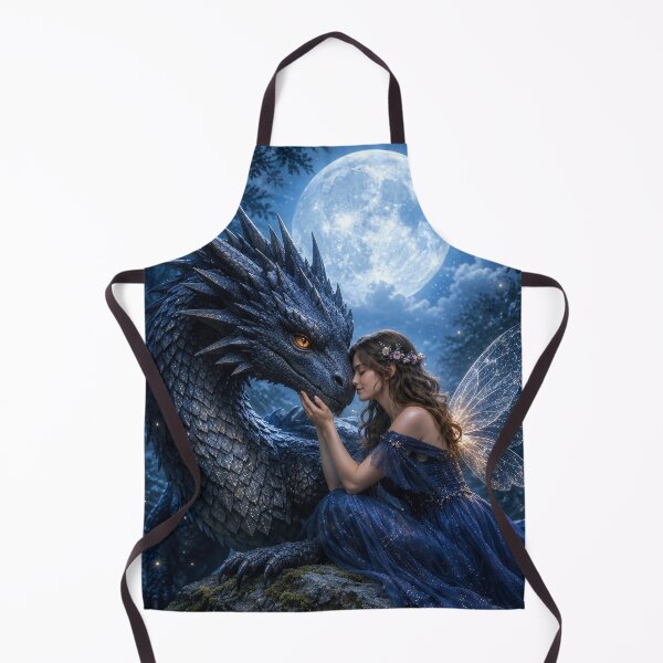 Item preview, Moon Dragon and Fairy Fantasy Art | Enchanted Night Dragon Wall Art designed and sold by DrakariArt.