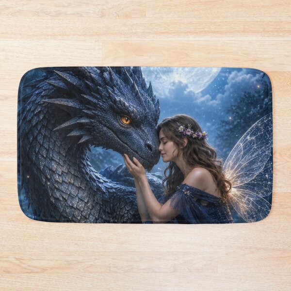 Item preview, Moon Dragon and Fairy Fantasy Art | Enchanted Night Dragon Wall Art designed and sold by DrakariArt.