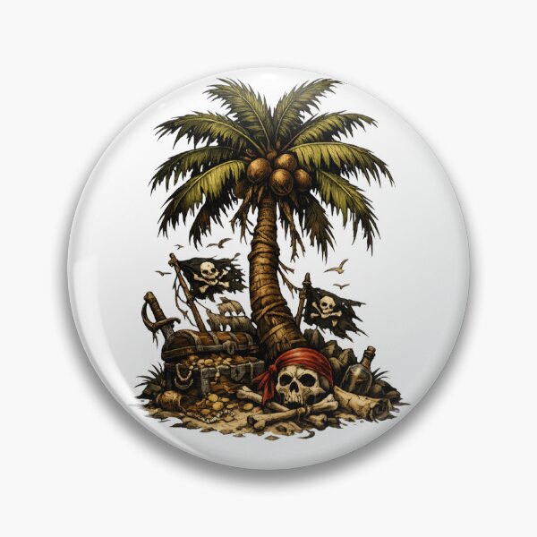 Item preview, Pirate Palm Tree Vintage Treasure Island designed and sold by ExoticWave.