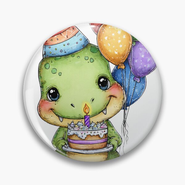 Item preview, Cute Baby T-Rex with Rainbow Party Hat and Birthday Cake designed and sold by Tronstell.