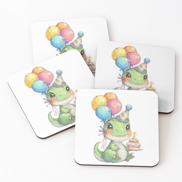 Item preview, Cute Baby T-Rex Birthday Dinosaur with Confetti Balloons designed and sold by Tronstell.