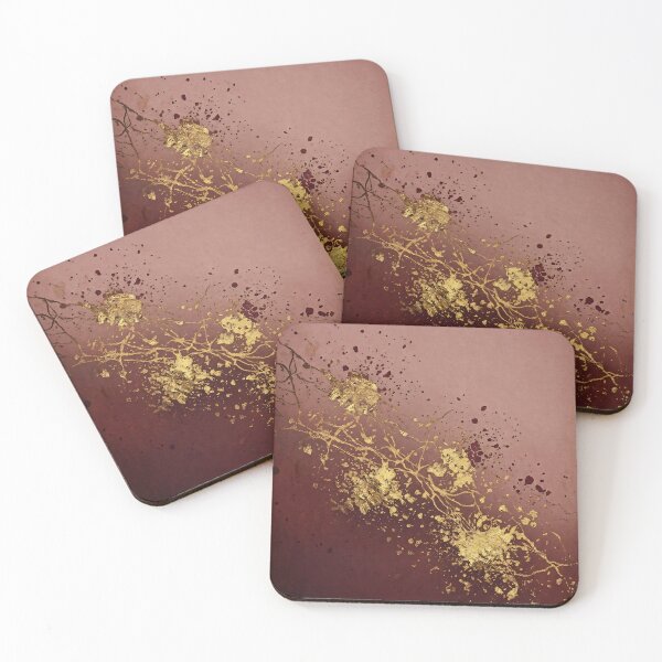 Item preview, Burgundy Gold Abstract Kintsugi Inspired Art designed and sold by asudesign.