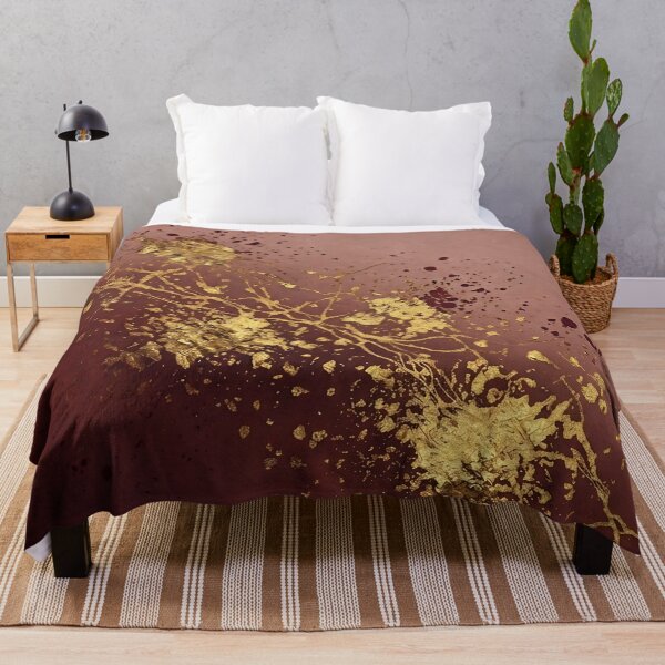 Item preview, Burgundy Gold Abstract Kintsugi Inspired Art designed and sold by asudesign.