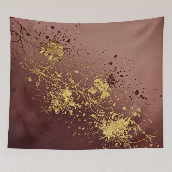 Item preview, Burgundy Gold Abstract Kintsugi Inspired Art designed and sold by asudesign.