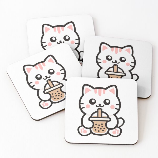 Item preview, Cute Kawaii Cat Drinking Bubble Tea designed and sold by IYI.