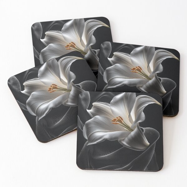 Item preview, White Lily on Black Silk | Luxury Botanical Wall Art designed and sold by Oraibi.