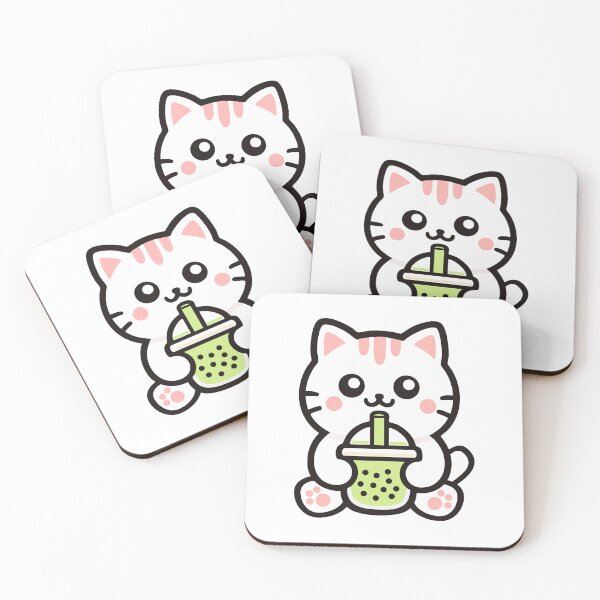 Item preview, Cute Kawaii Cat Drinking Bubble Tea designed and sold by IYI.
