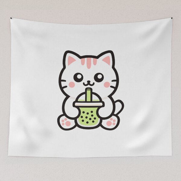 Item preview, Cute Kawaii Cat Drinking Bubble Tea designed and sold by IYI.