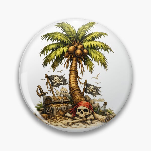 Item preview, Pirate Palm Tree Vintage Treasure Island designed and sold by ExoticWave.