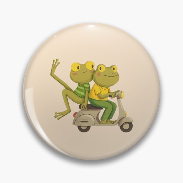 Item preview, two cartoon frogs riding a beige scooter designed and sold by 123ks.