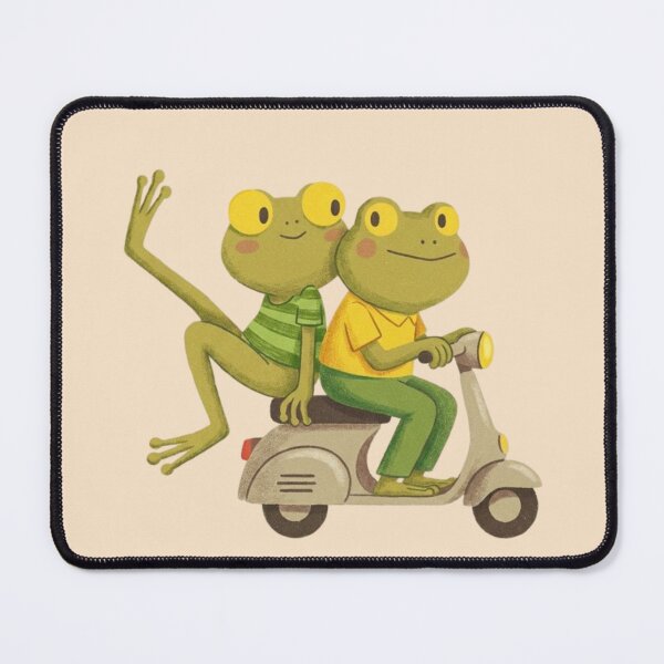 Item preview, two cartoon frogs riding a beige scooter designed and sold by 123ks.