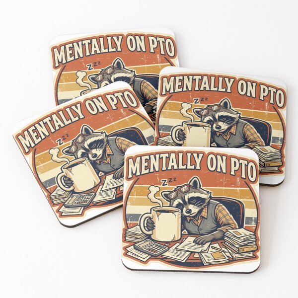 Item preview, Mentally On PTO Retro Raccoon – Funny Corporate Burnout Meme designed and sold by Dada-arts.